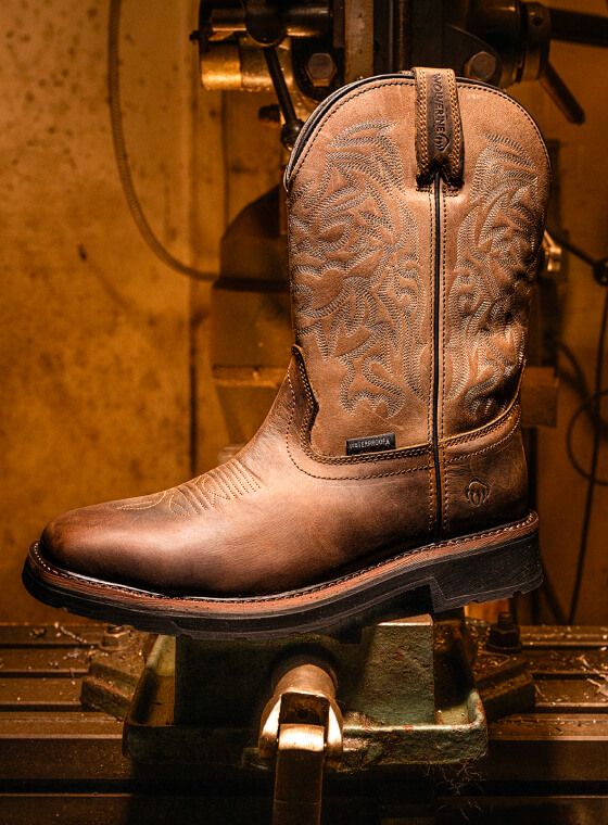 A western style leather boot.
