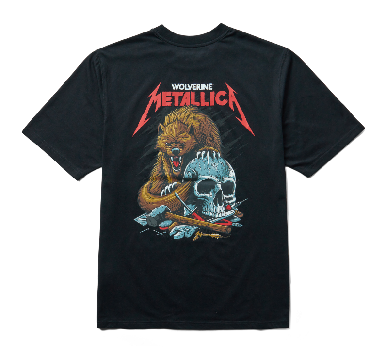 Black Wolverine and Metallica t-shirt.