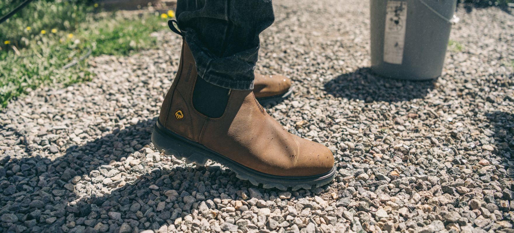 Closeup of a work boot.