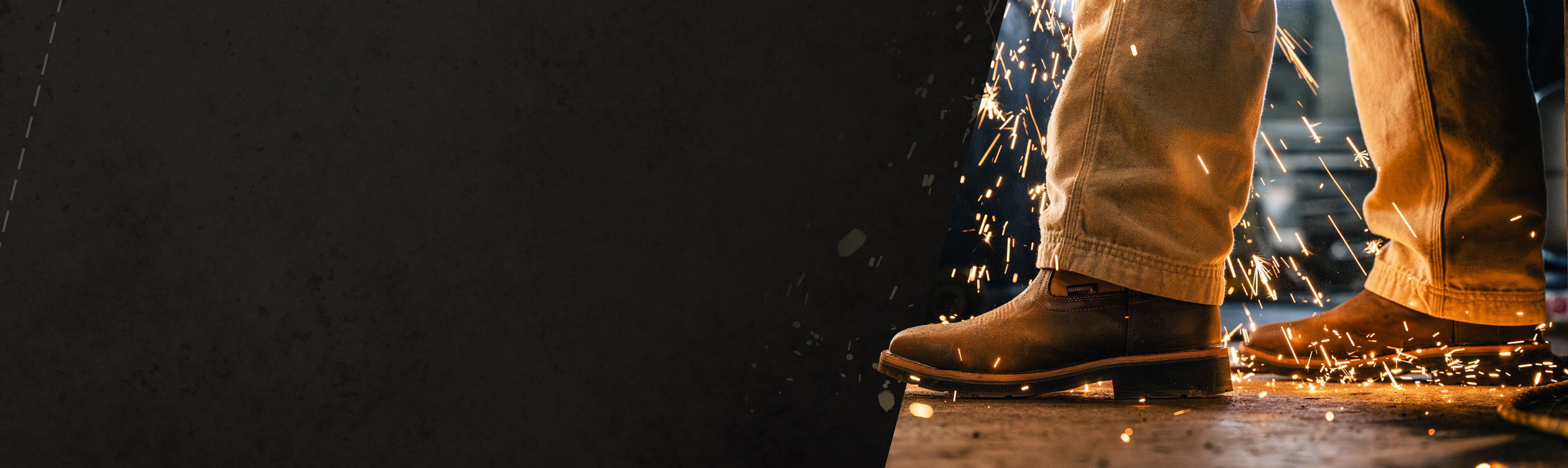 a person's foot with sparks flying from the top